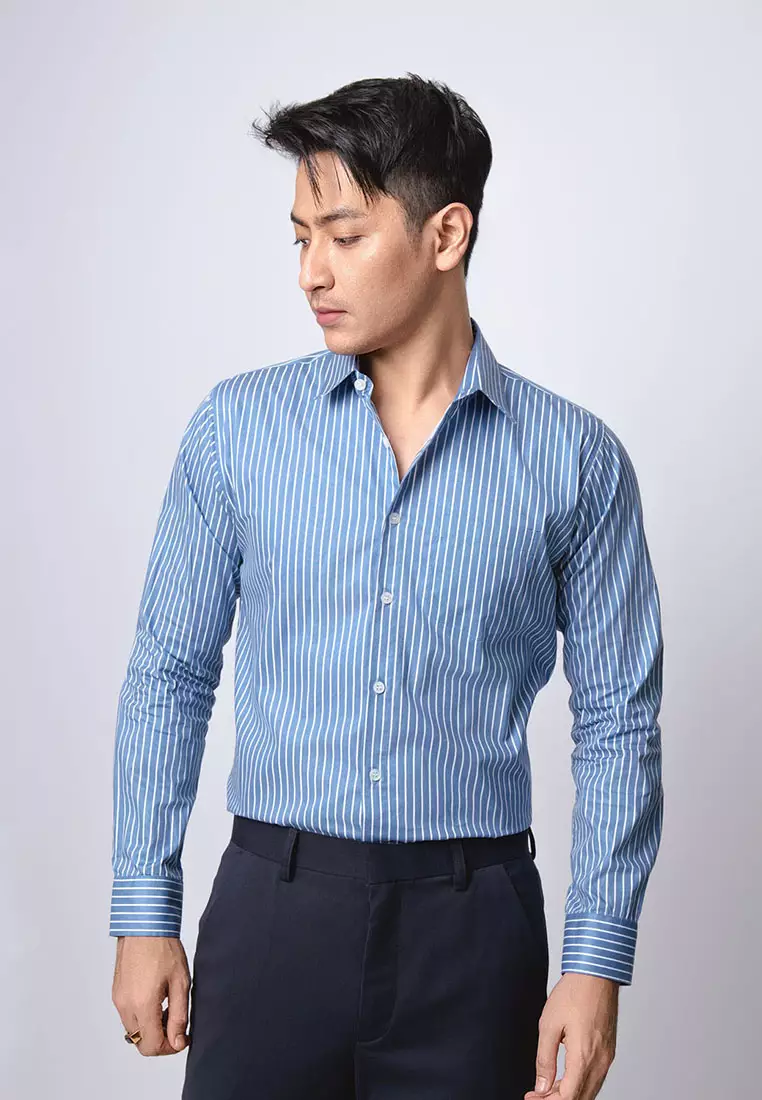 Hugo Stripe Shirt Blue Sky LS