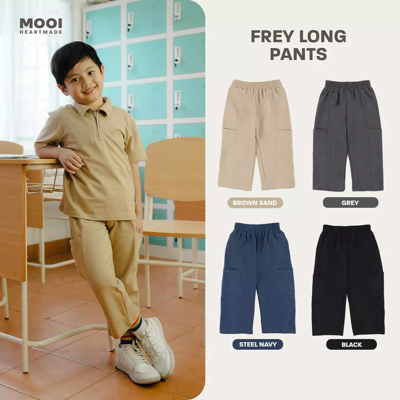 Mooi Celana Panjang Anak Laki-Laki Frey Long Pants - Brown Sand