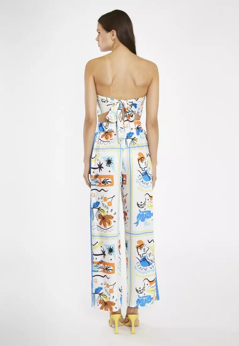 Blue Scarf Print Bandana Crop Top