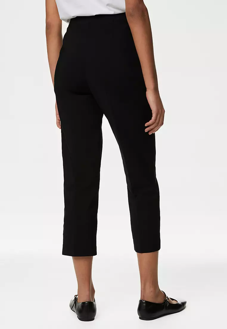 Cotton Slim Fit Cropped Trousers