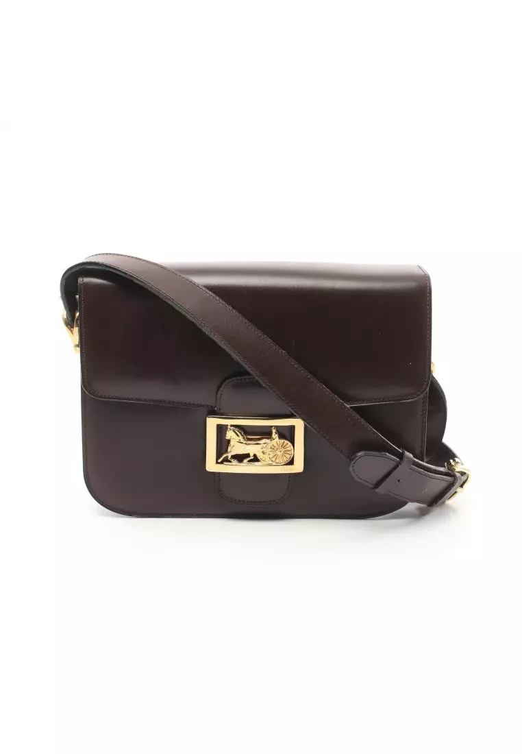 Celine Vintage Monogram Horse Carriage Box Shoulder Bag