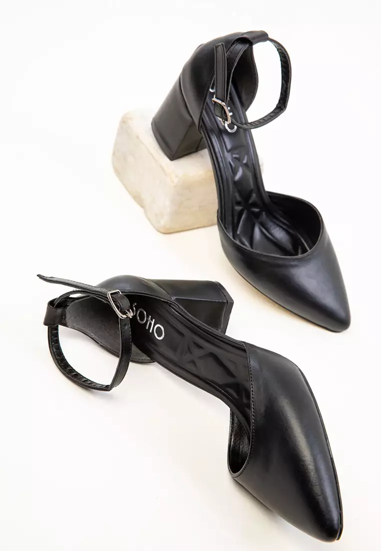 Black Women's Classic Heeled Shoes 16823