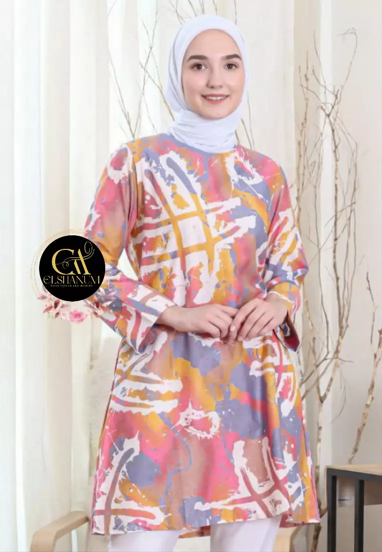 Anandita Tunik Batik Wanita Casual Modern Lengan Panjang