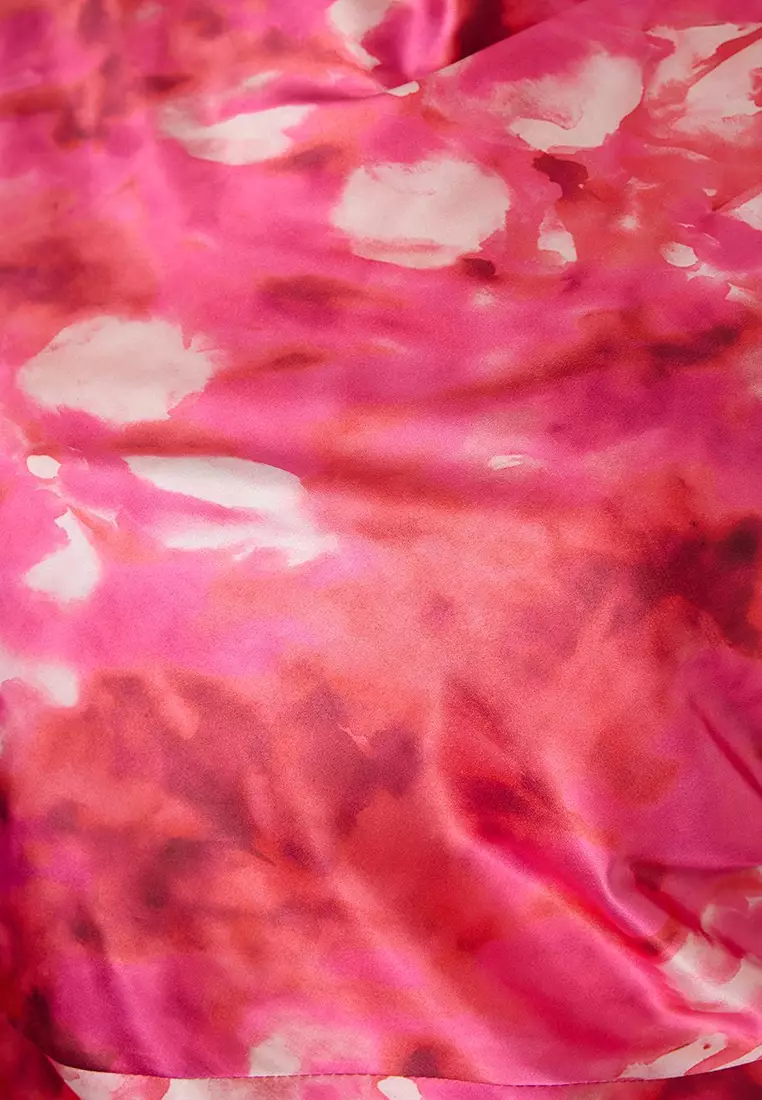 Pink-Multicolor Satin Woven Plus Size Dress Tbbss26Ah00049