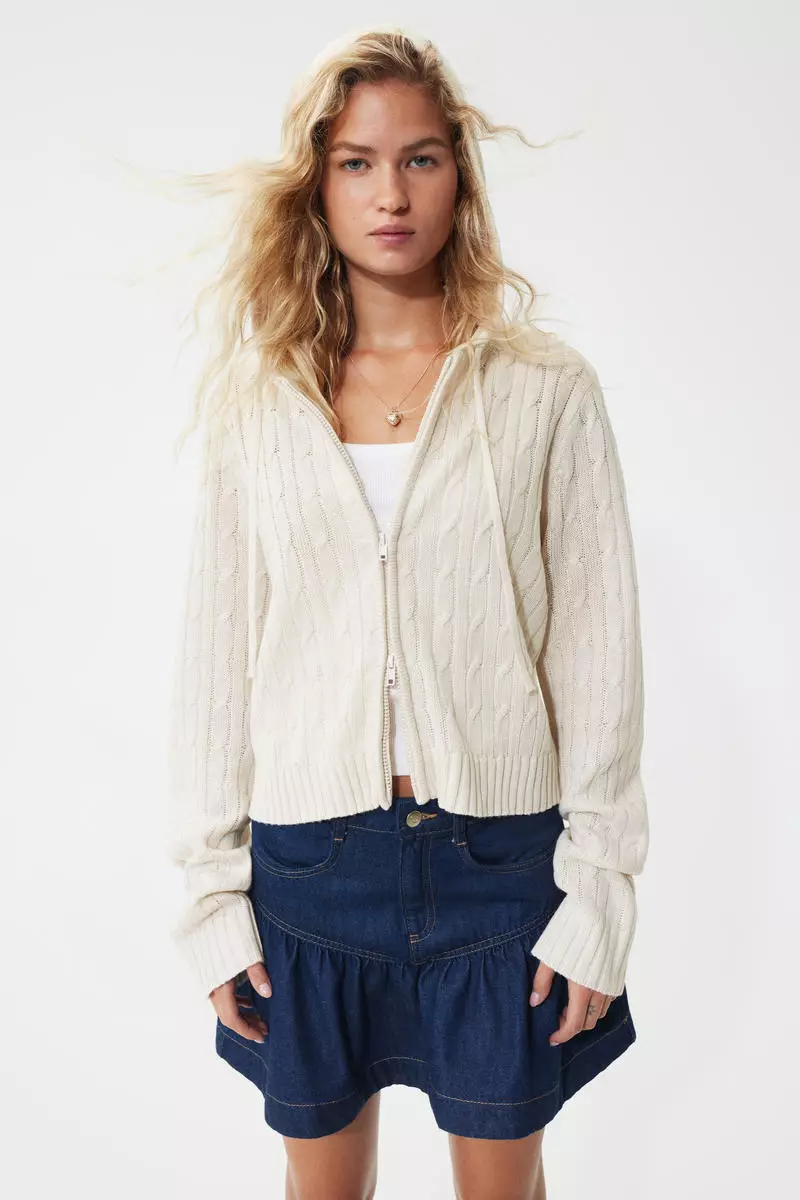 Zip-through hooded cardigan