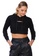 London Rag black All Relaxed Front Slit Cropped Hoodie in Black 6FB93AA64BC70FGS_1