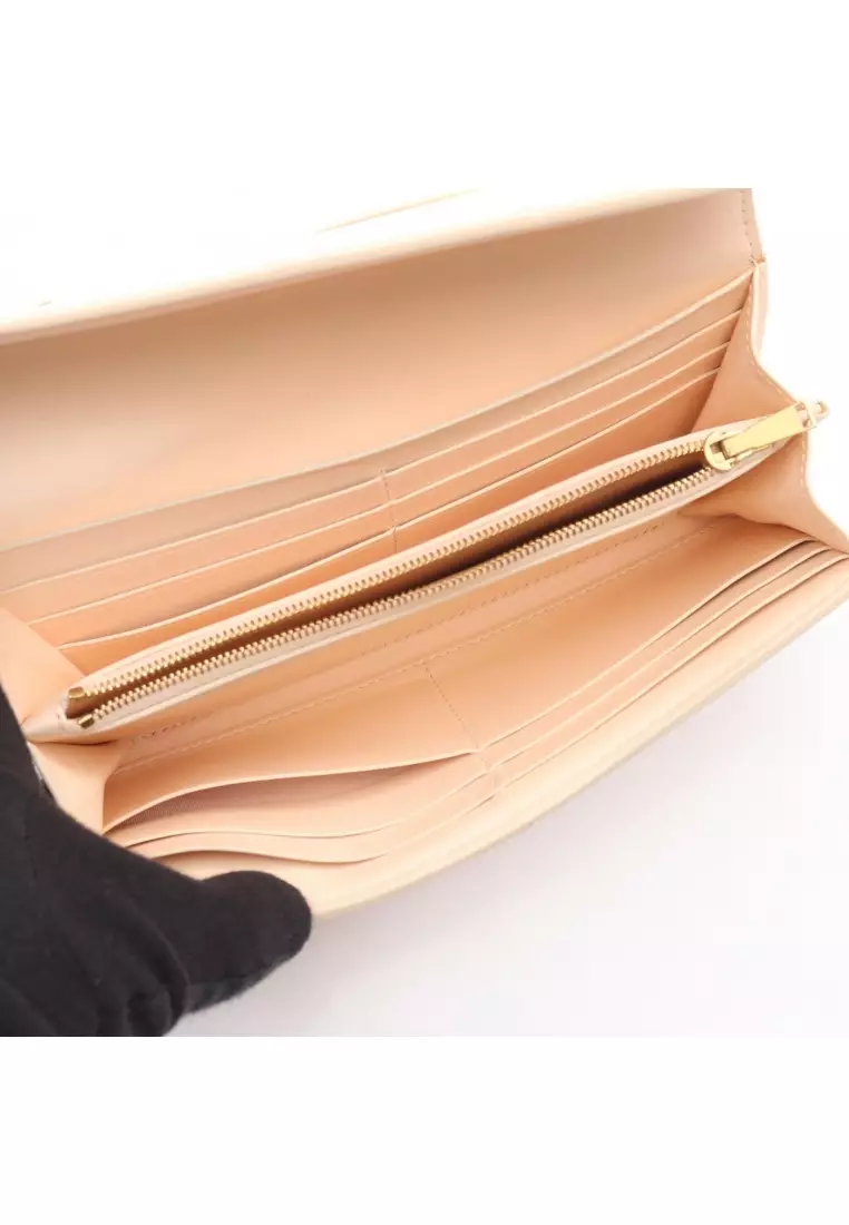 Pre-Loved BOTTEGA VENETA Intrecciato flap wallet long wallet Bi-fold Long Wallet leather Light pink