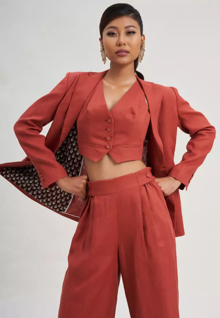 BURNT ORANGE LINEN JACKET