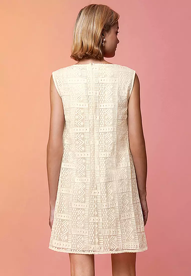Boat Neck Lace Shift Dress