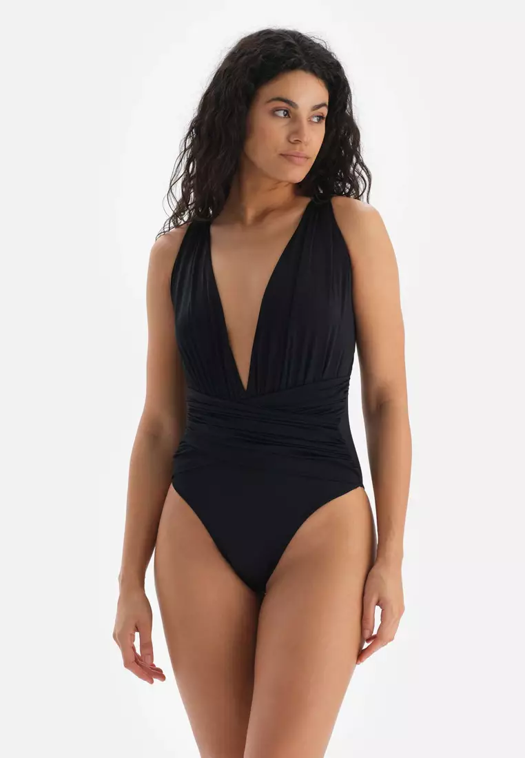 Buy DAGİ Black Swimsuits, Low - Cut, Cupless, Non-wired, Swimwear