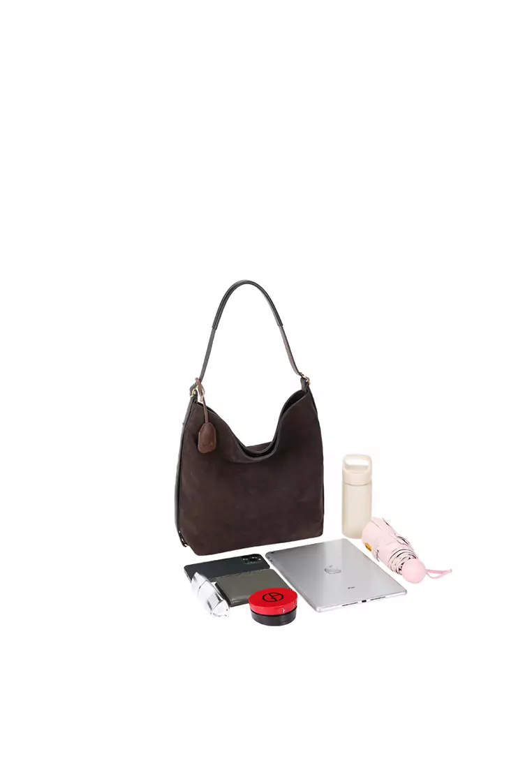 [Limited] DON Shoulder Bag - Suede Cacao