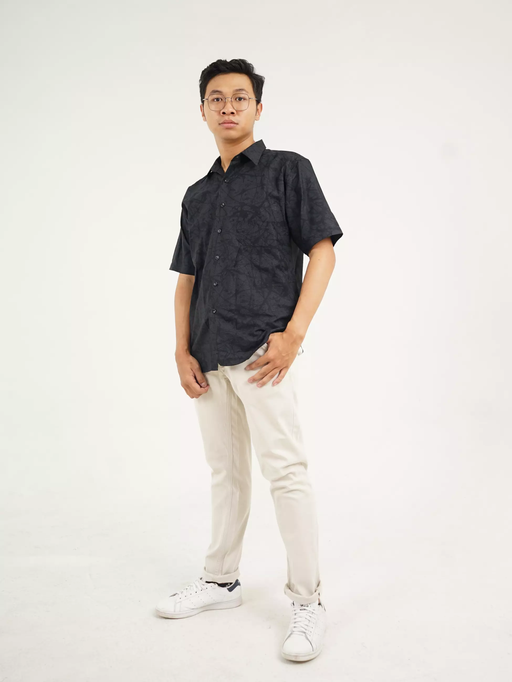 Andre Michel Kemeja Lengan Pendek Motif Hitam 16647