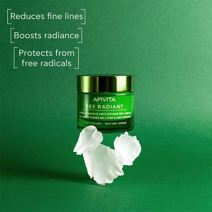 Apivita Bee Radiant Signs Of Aging & Anti-Fatigue Gel-Cream | Light Texture 50 ml - Krim Moisturizer Wajah untuk Early Anti Aging untuk Wajah Glowing Alami