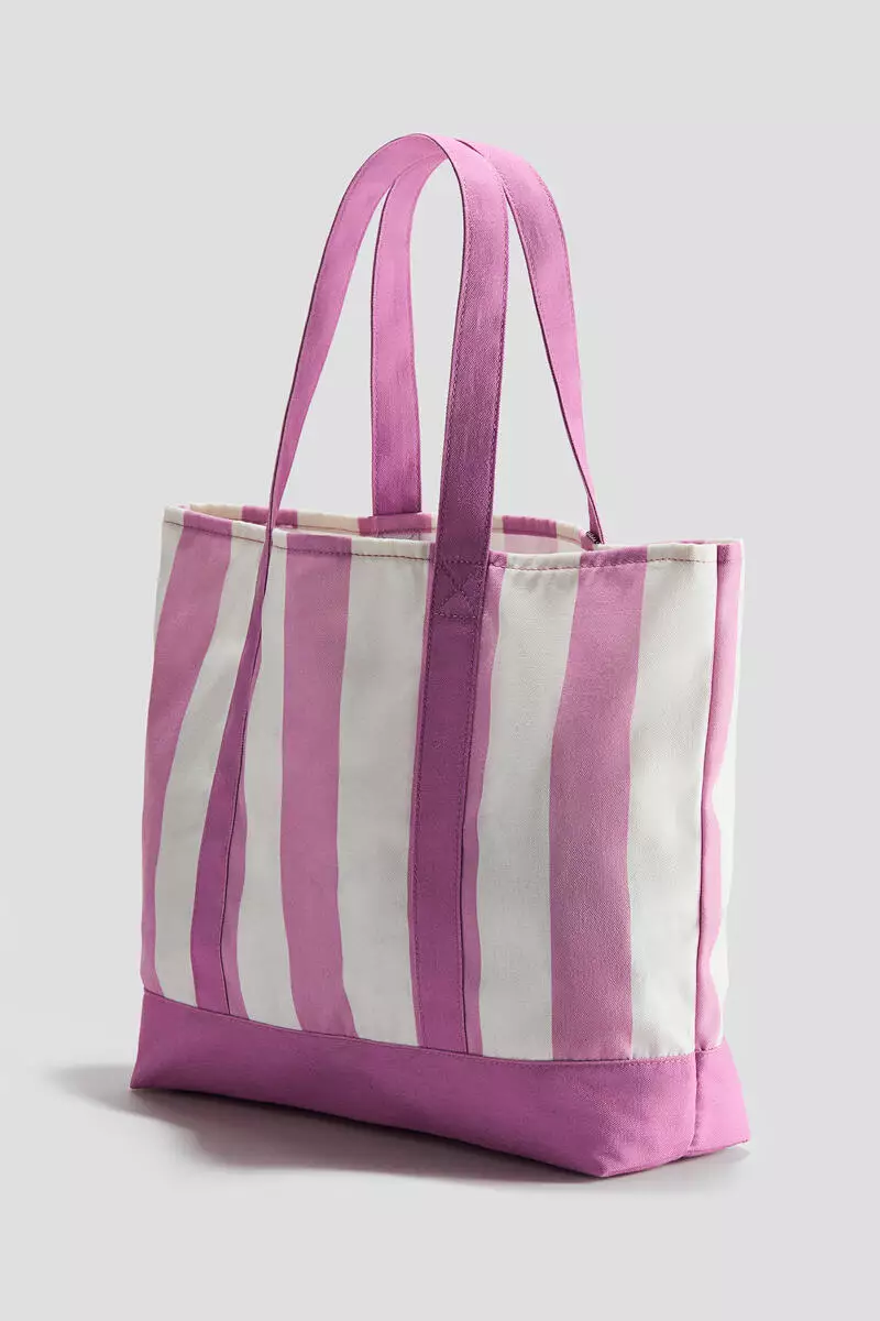 Print-motif canvas tote bag