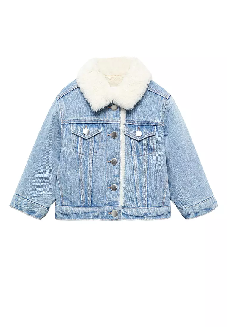 Girls denim jacket hot sale with fur collar