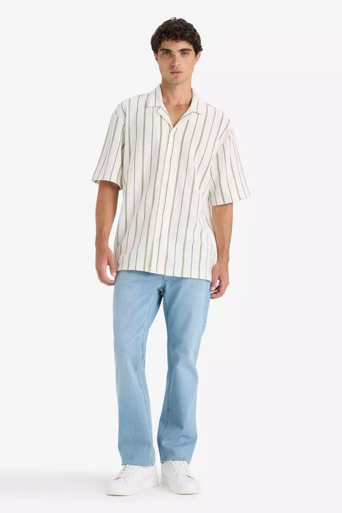 Relax Fit Apache Collar Short Sleeve Striped Shirt D7315Ax25Sp