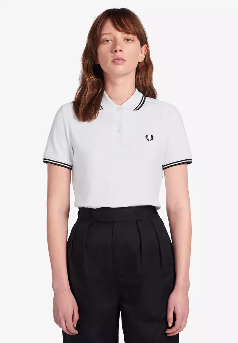 Fred Perry G3600 Twin Tipped Fred Perry Shirt (White / Black / Black)