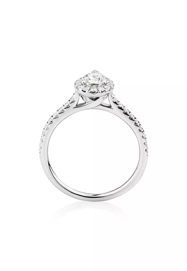 Buy Michael Hill Halo Pear Engagement Ring with 0.92 Carat TW of