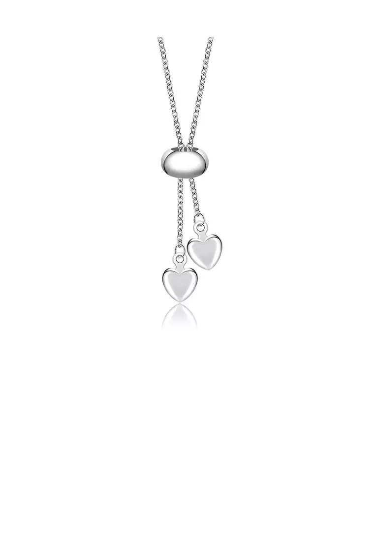 Fashion and Simple Double Hearts Tassel Pendant with Adjustable Necklace