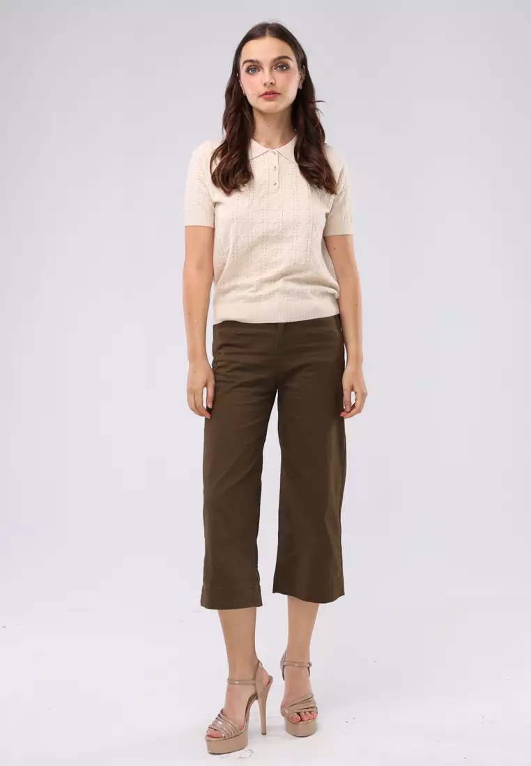Textured Knitted Short Sleeves Blouse