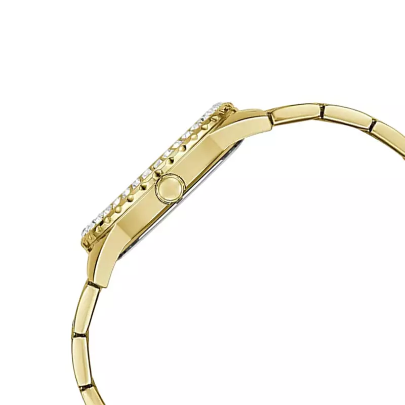 Jam Tangan Wanita Guess Sparkler GW0111L2 Ladies Black Dial Gold Stainless Steel Strap