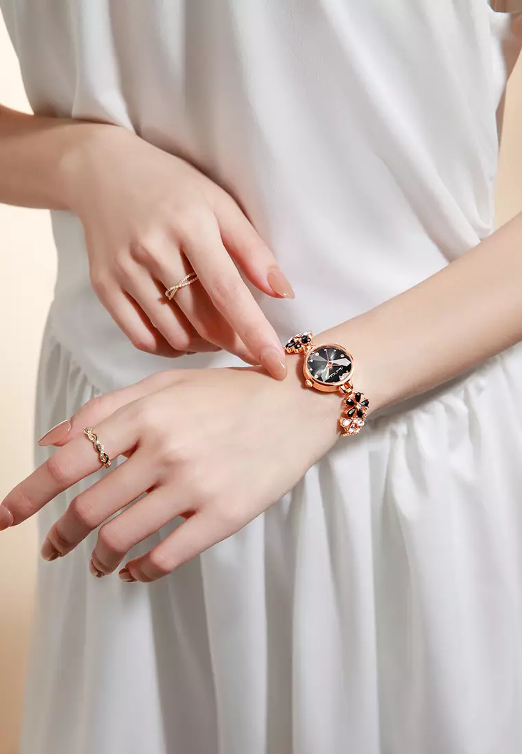 Jam Tangan Wanita Original Anti Air Korea Fashion Tali Gelang Jam Tangan Cewek Kuarsa black