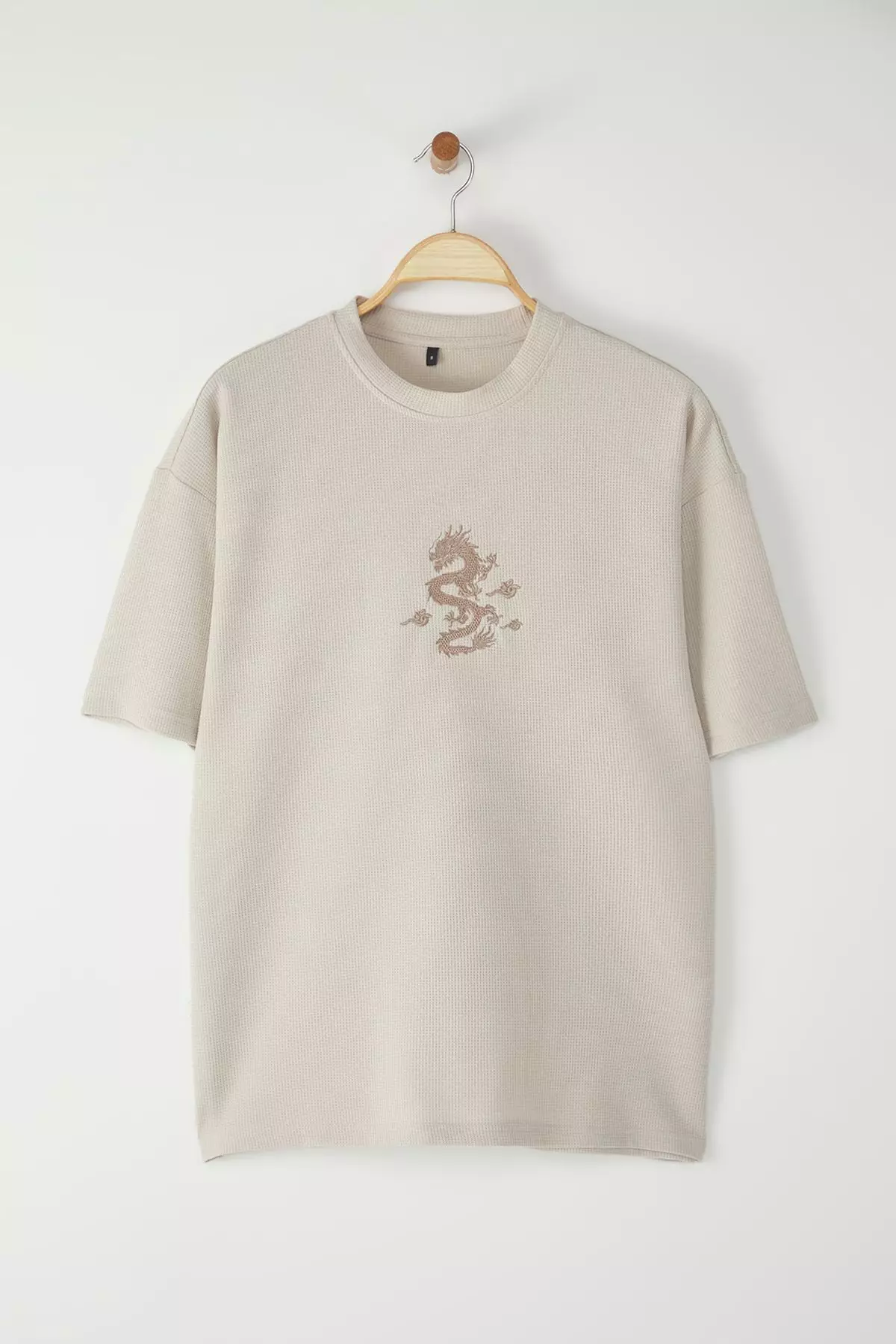stone Oversize/Wide Cut Textured Embroidered T-Shirt TMNSS25TS00060