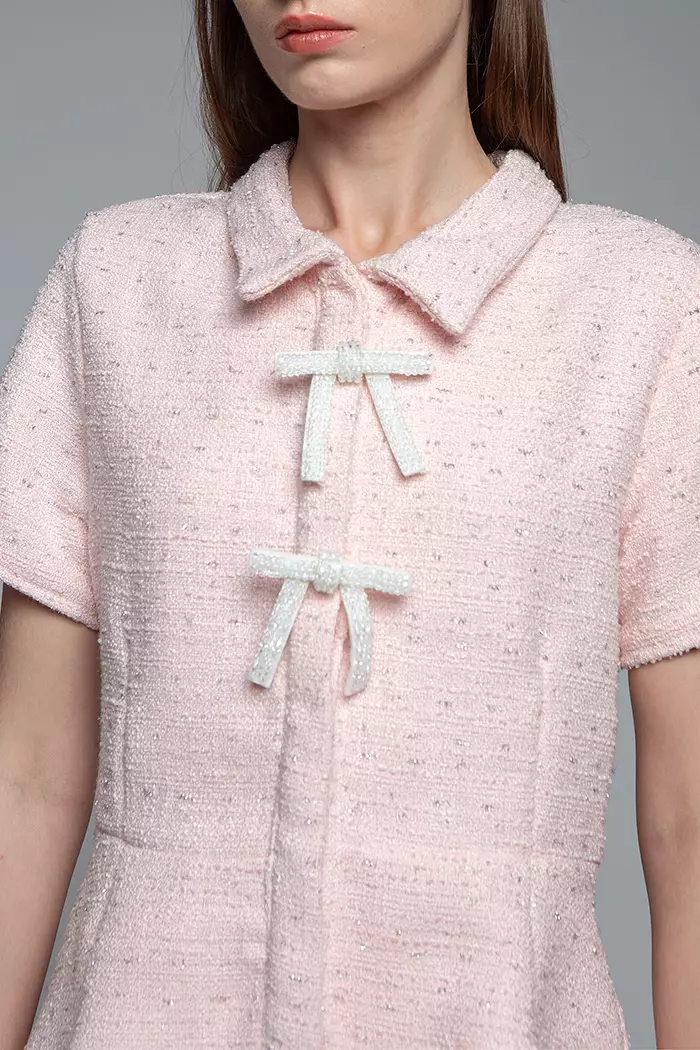 COTTONINK Studio - Atasan Kemeja Wanita Pink Tweed Marena #HolidayCollection2025