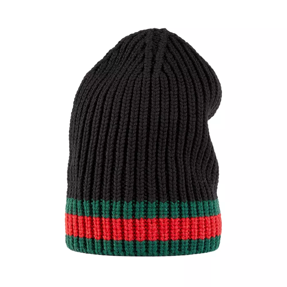 [4.4PRIL KEJUTAN HARGA] Black Wool Hat with Green Red Web