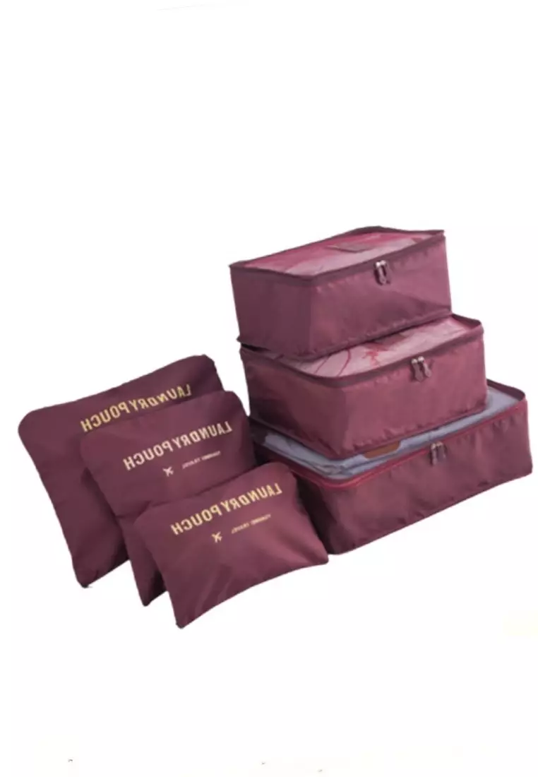 Stevie Tas Travel Bag Unisex Laundry Organizer Packing Cubes Multi Size 6 PCS Material Polyester ORIGINAL - Red