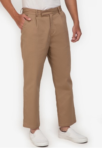 ZALORA BASICS brown Extended Band Trousers 44587AA2DCC90FGS_1