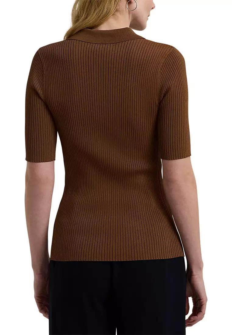 Lauren Ralph Lauren Rib-Knit Elbow-Sleeve Polo Cardigan