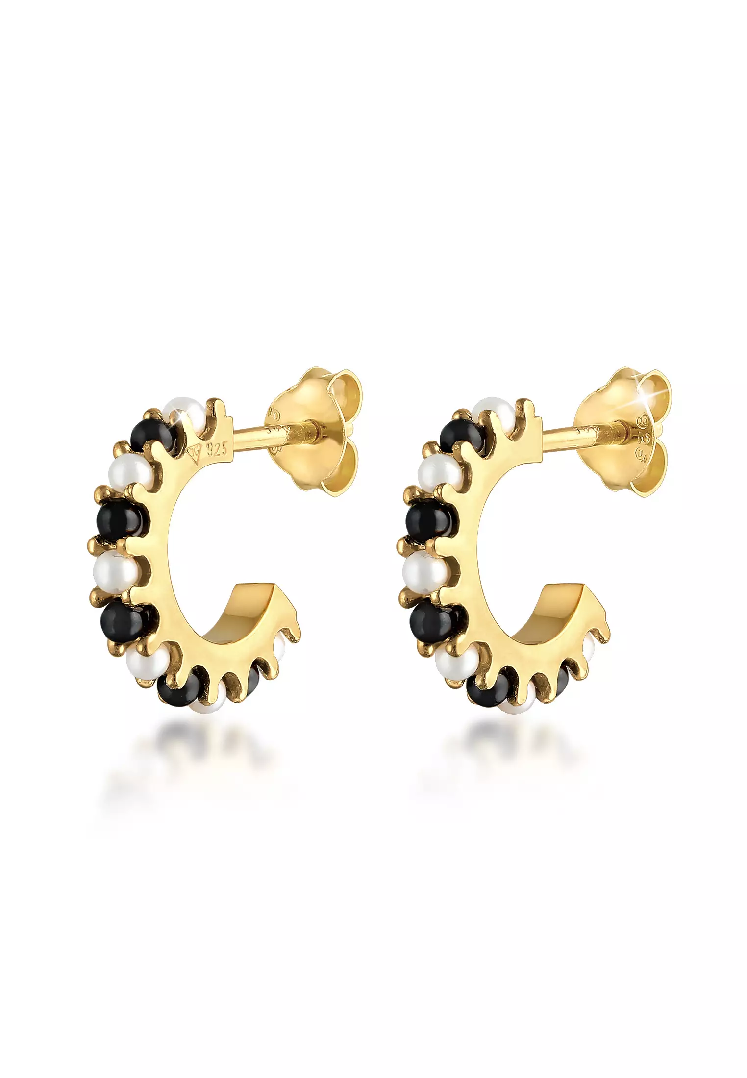 Earrings Creoles Pearl Classic Gold Plated