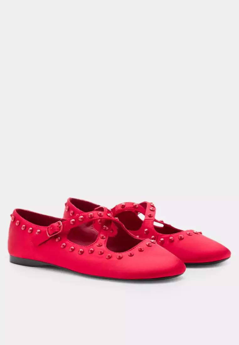 Satin Studded Flats