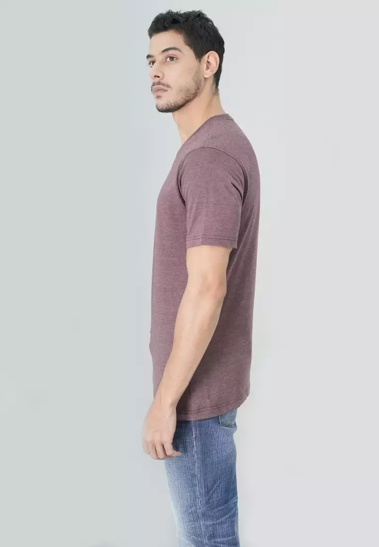 Johnwin - Kaos Essential Regular Fit Warna Maroon FTS.622.S484.08.C