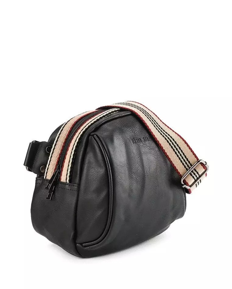 Distressed Leather Pouch Trim Crossbody Bag