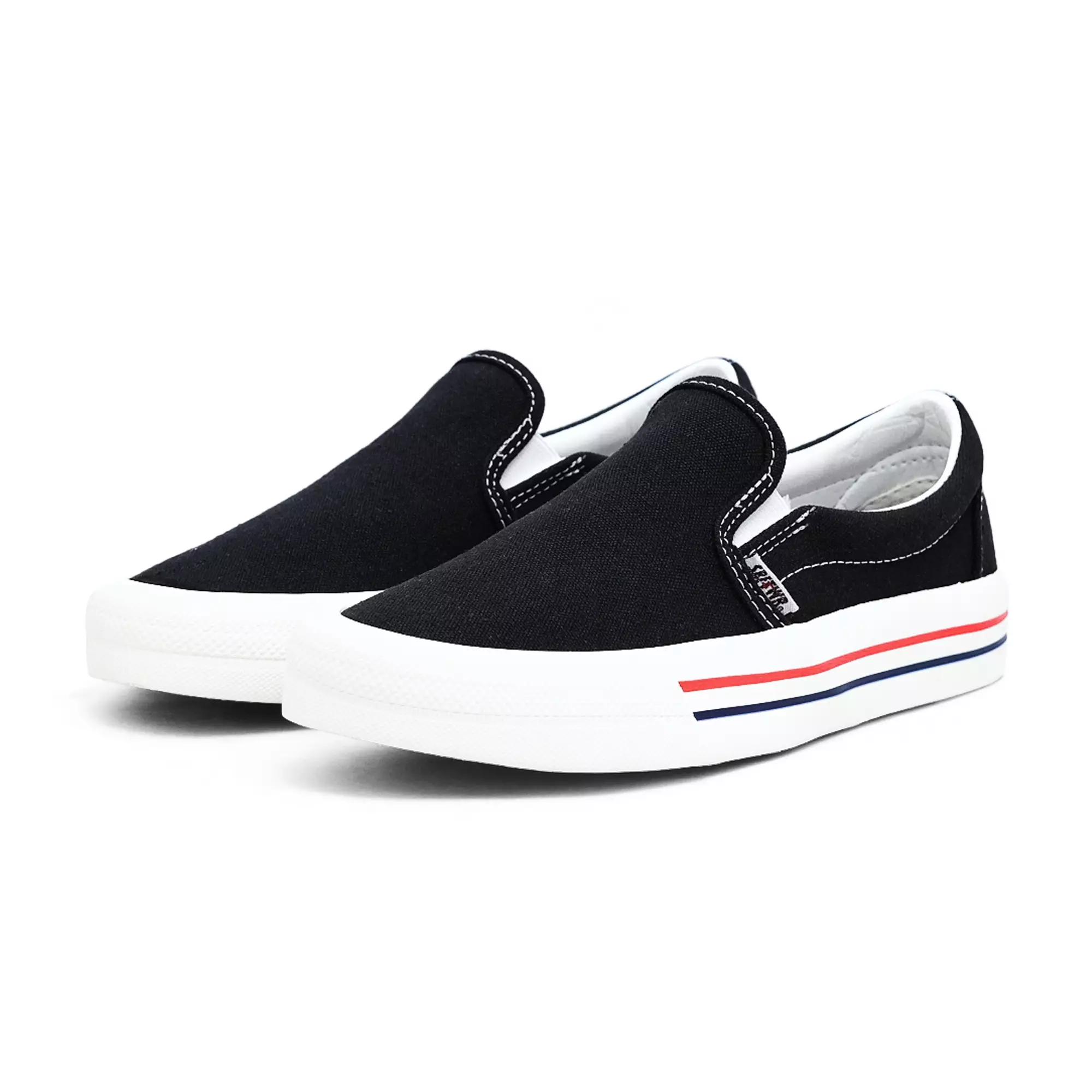 SABA Slip On Black White LX Red - Sepatu Sneakers Casual Pria Wanita