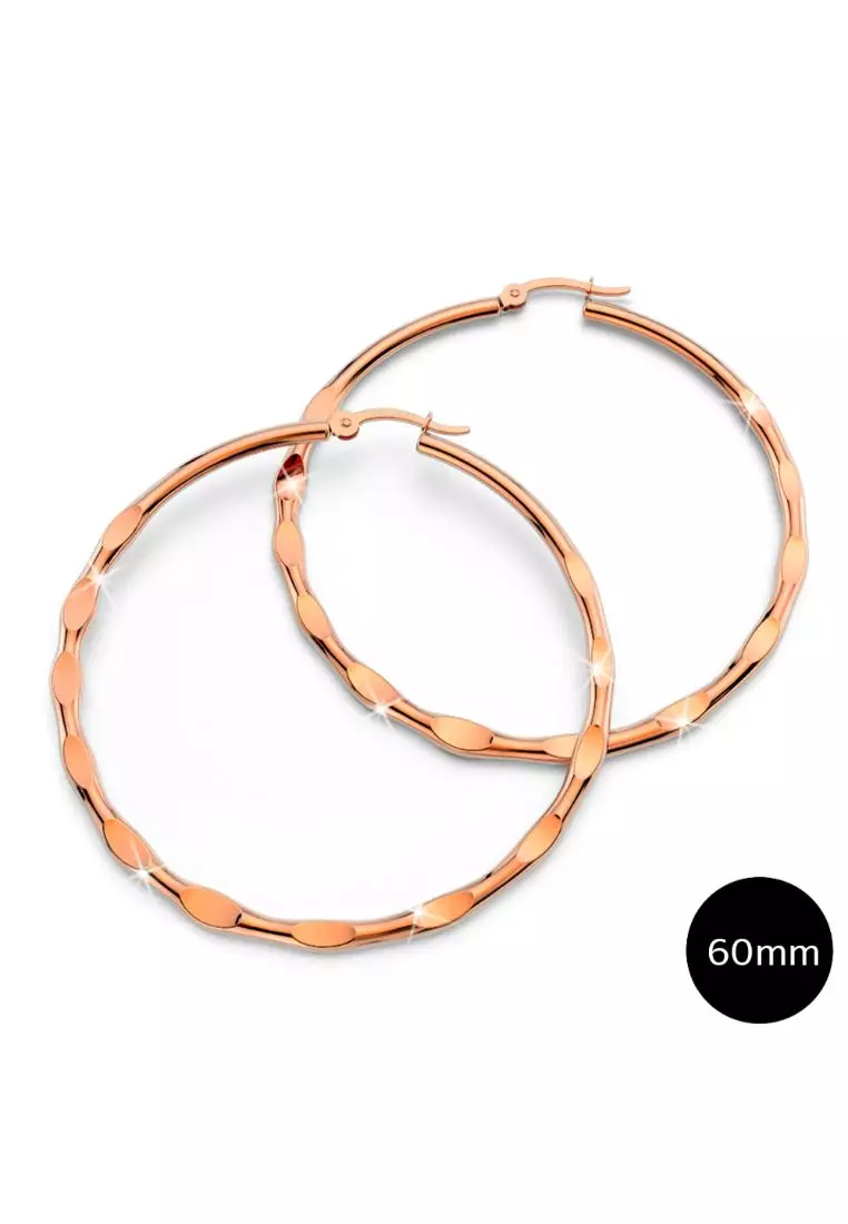 Fem Hammered Hoop Earrings 60mm