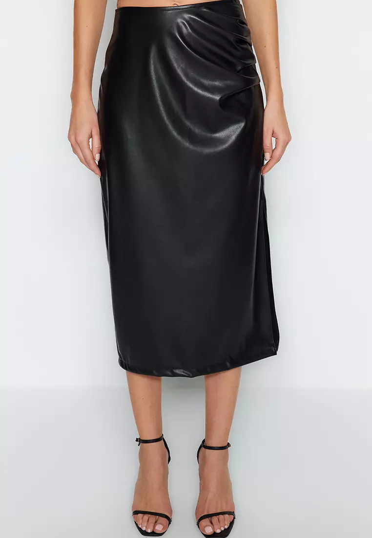 Leather skirt zalora sale