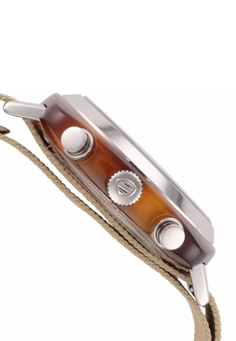 Briston Clubmaster Sport Champagne Fabric Analog Quartz Watch For Men 17142.SA.TS.1.NK