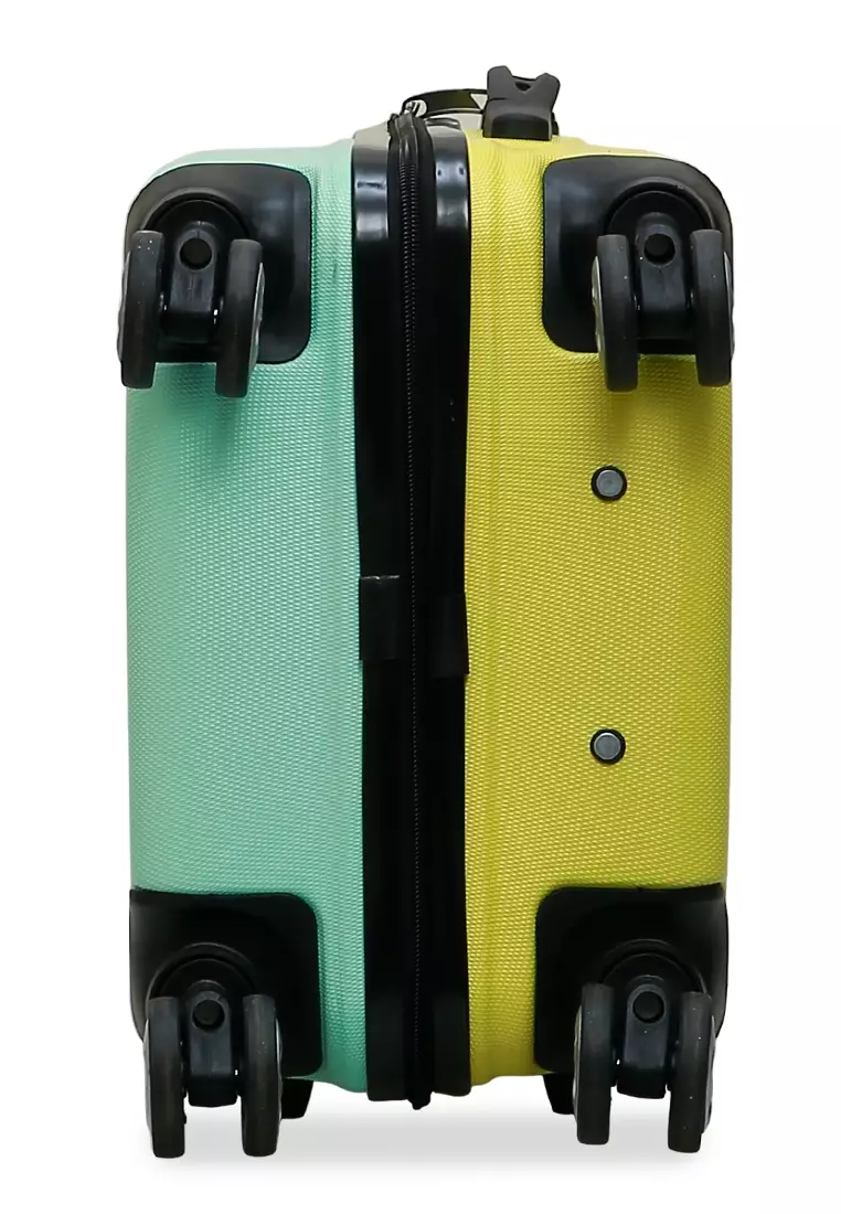 Carlton Koper Hardcase Unisex Size 20 Inch Dual Tone Color Large Compartment Suitcase Code Lock System Material ABS+PVC Coated ORIGINAL - Mint Yellow