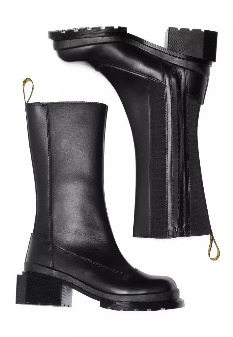 Maybole Hi Square Toe Leather Chelsea Black Boots - Women