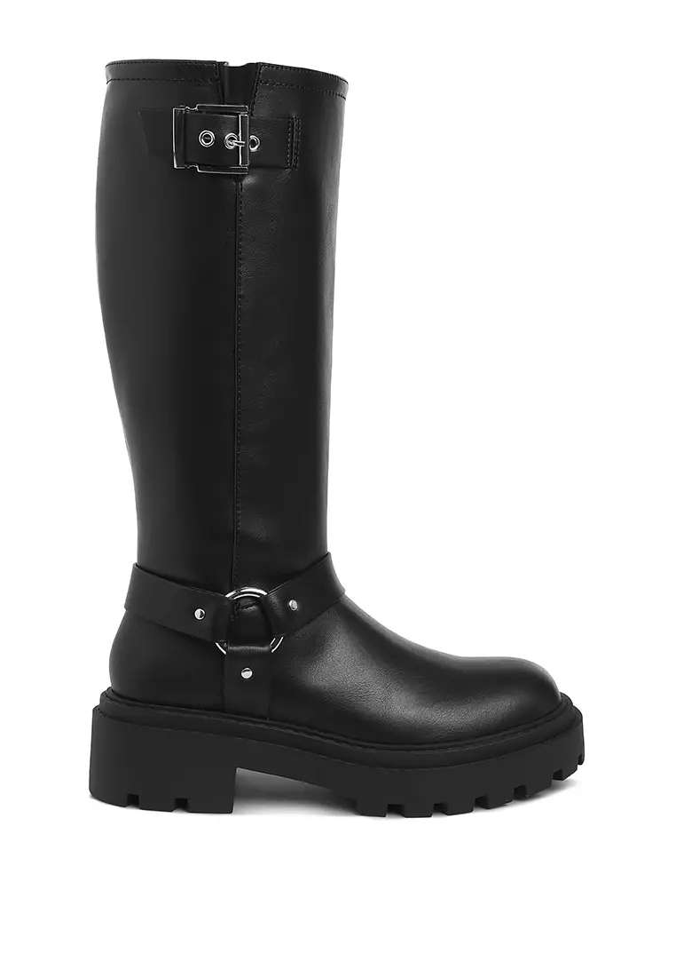 Discount on London Rag  shoes - SKU: Harnes Detail Long Boots in Black