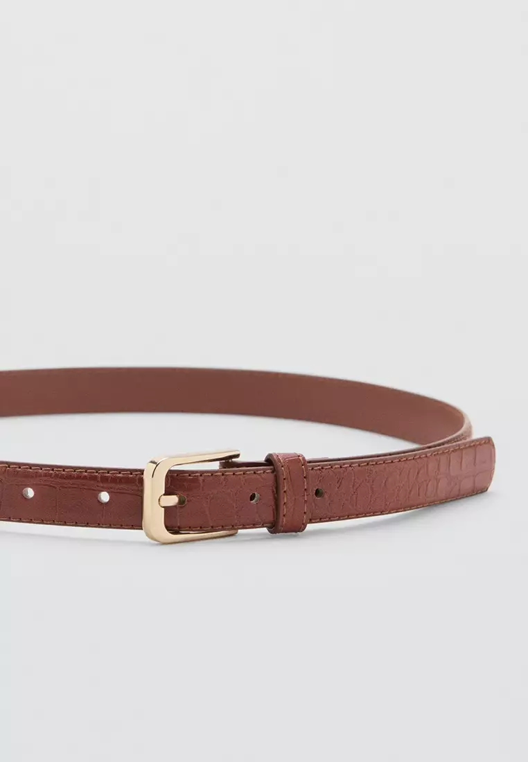 Fine Croco Leather-Effect Belt