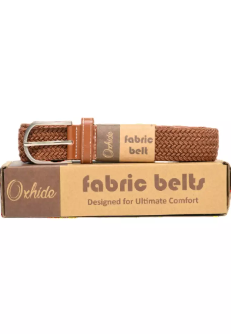 Fabric belt for Men and Women - Elastic belt - Woven stretchable belt plus size -Canvas Belt for men and women in Brown color -Oxhide Brown BCN
