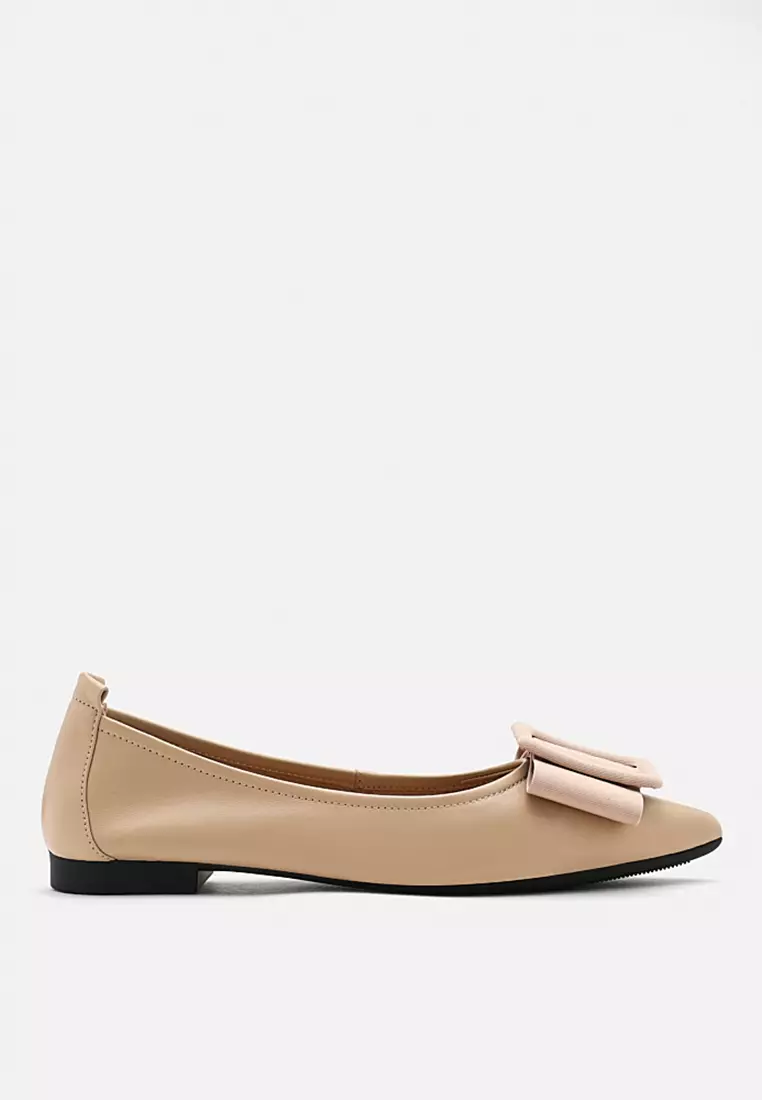 Discount on Pazzion  shoes - SKU: Elyse Bow Buckled Pointed Toe Flats Almond