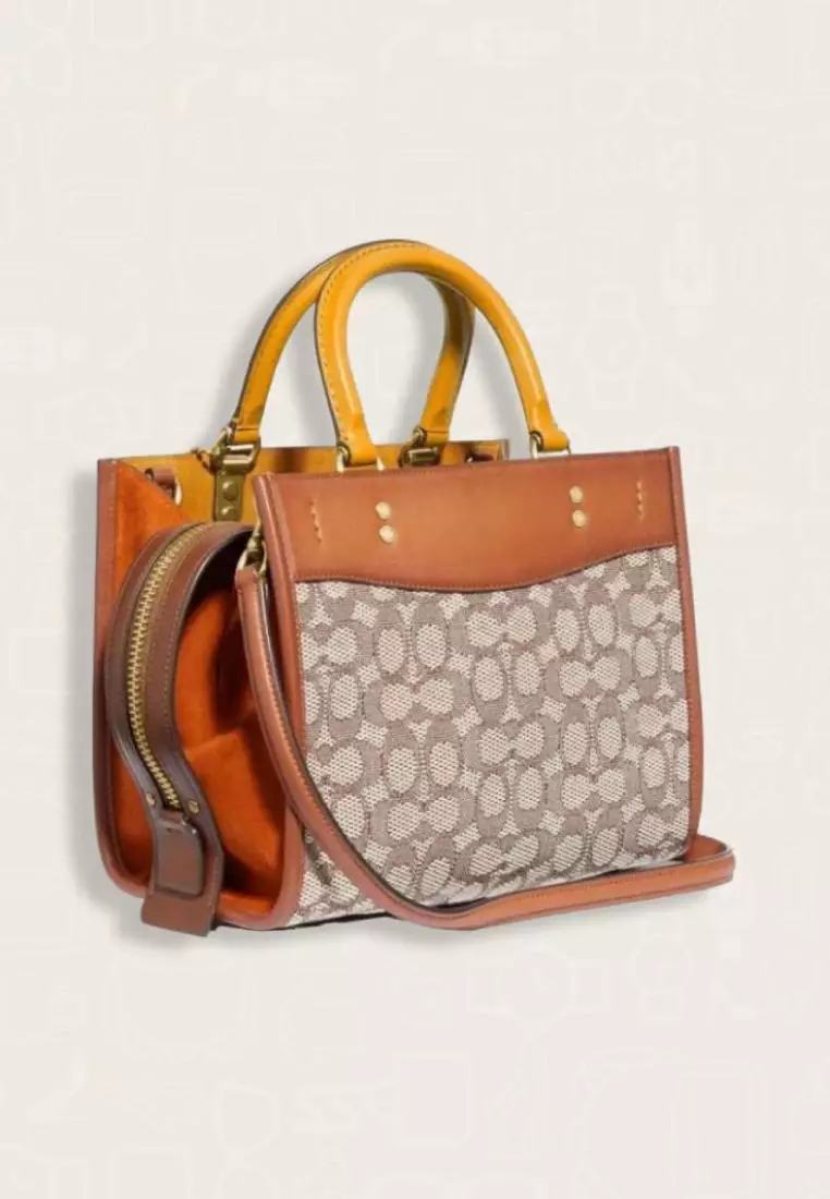 Coach Rogue 25 In Signature Textile Jacquard Cocoa Burnished Amb