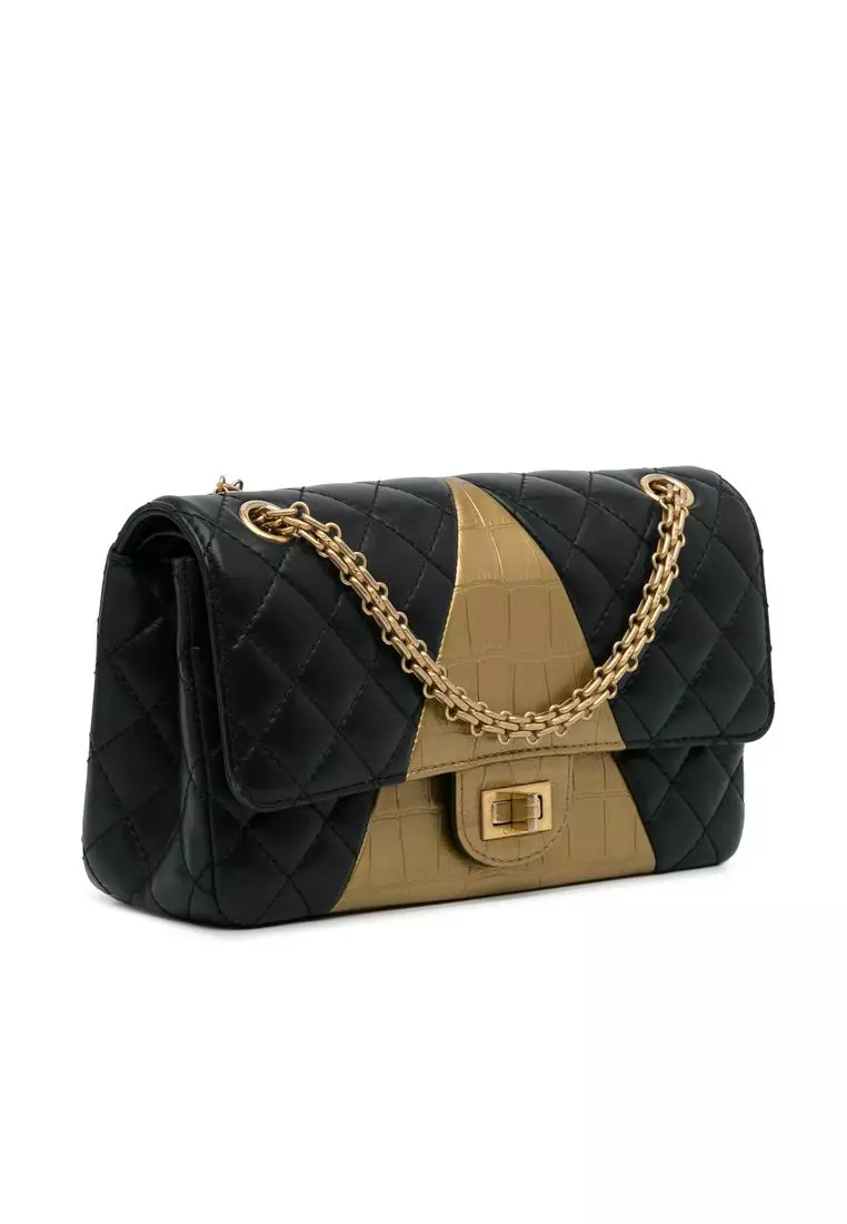 Pre-Loved Chanel Medium Croc Embossed Lambskin 2.55 Reissue Double Flap Bag