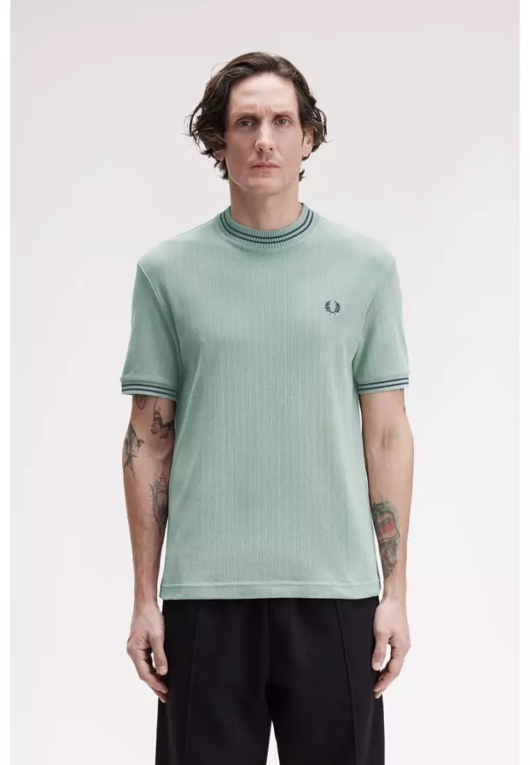 Buy Fred Perry Fred Perry M8679 Ribbed Jersey T-Shirt (Bayleaf