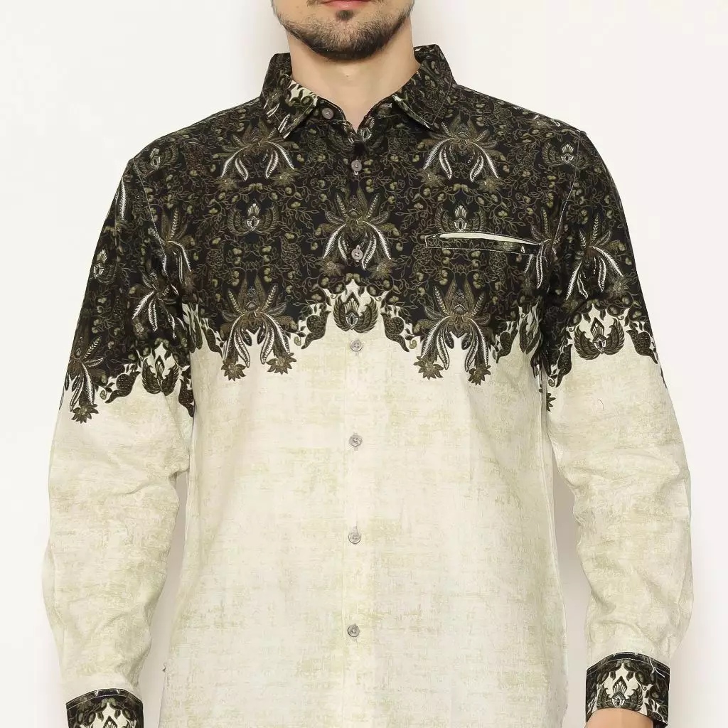 AMK Kemeja Batik Pria Lengan Panjang SHB Kawa L/S Olive